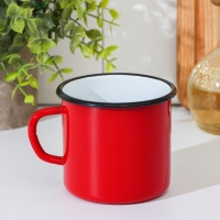 Кружка эмалированная, 400 мл, цвет красный