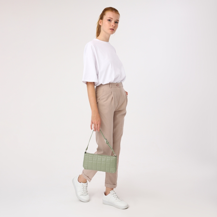 Сумка-багет на молнии, цвет оливковый