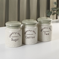 Банки для хранения сыпучих продуктов &laquo;Домик в деревне&raquo;, 3 предмета: 750 мл, 10,5&times;14,5 см, керамические, цвет зелёный