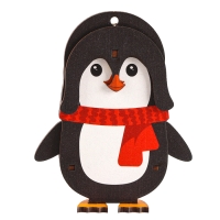 Ёлочная игрушка - подвеска деревянная сборная &laquo;Новый год! Пингвин&raquo;