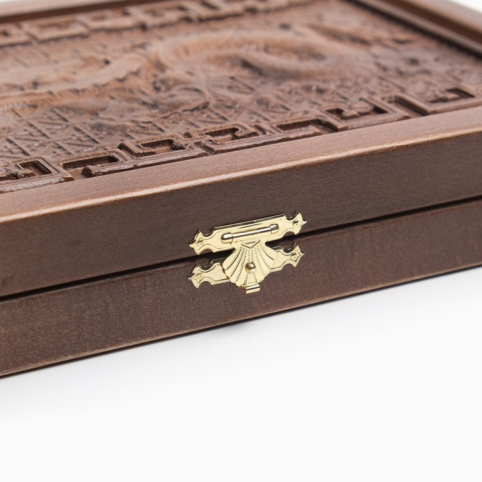 Нарды деревянные большие, резные Нарды деревянные большие, резные "Китайский Дракон", из массива бука, патина, 35 x 22 см