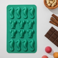 Форма для мармелада Доляна &laquo;Морской мир&raquo;, силикон, 22&times;14&times;1 см, 14 ячеек, цвет МИКС