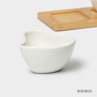 Набор соусников керамический на бамбуковой подставке BellaTenero &laquo;Сердце&raquo;, 4 предмета: 125 мл, цвет белый