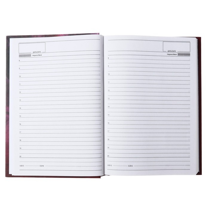 Ежедневник недатированный на сшивке, А5, 160 листов, картон 7БЦ, матовая ламинация, выборочный лак "Нежный цветок"