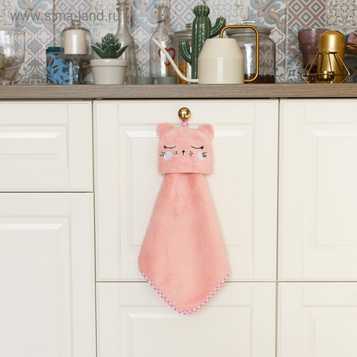 Кухонное полотенце Доляна "Кошка", р-р. 30х30 см, микрофибра