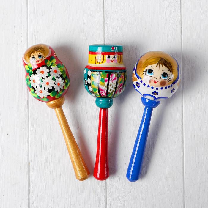 Трещотка Трещотка "Маракас деревянный" МИКС, длина — 20 см