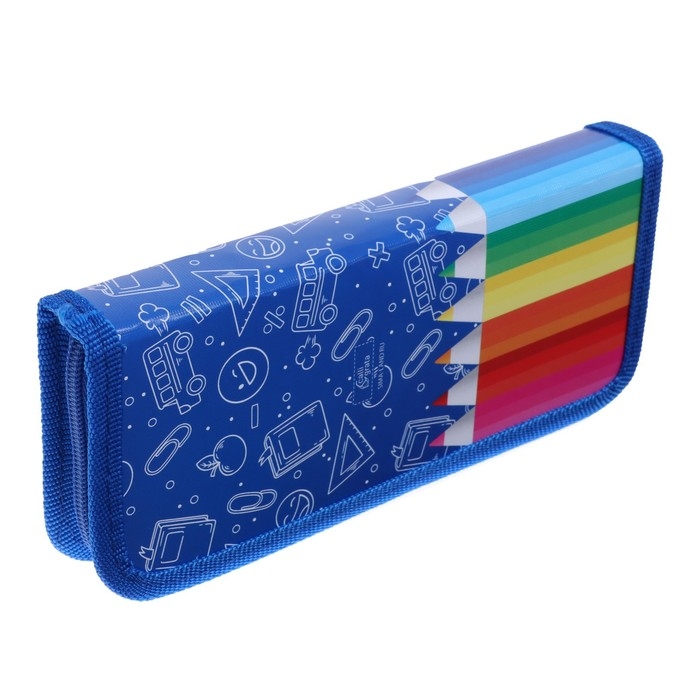 Пенал 1 секция, 90 х 195 х 25 мм, Calligrata Пенал 1 секция, 90 х 195 х 25 мм, Calligrata "Карандаши" васильковый, ламинированный картон