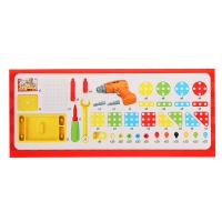 Конструктор винтовой «Обучающая мозаика», 4 в 1, стол+стул, с электрическим шуруповёртом Конструктор винтовой «Обучающая мозаика», 4 в 1, стол+стул, с электрическим шуруповёртом