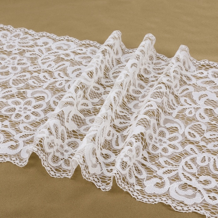 Кружевная эластичная ткань, 220 мм &times; 2,7 &plusmn; 0,5 м, цвет белый
