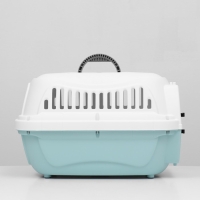 Переноска для животных пластиковая с металлической дверью 47х32,5х30 см, вес до 9 кг, голубая 9343 Переноска для животных пластиковая с металлической дверью 47х32,5х30 см, вес до 9 кг, голубая 9343