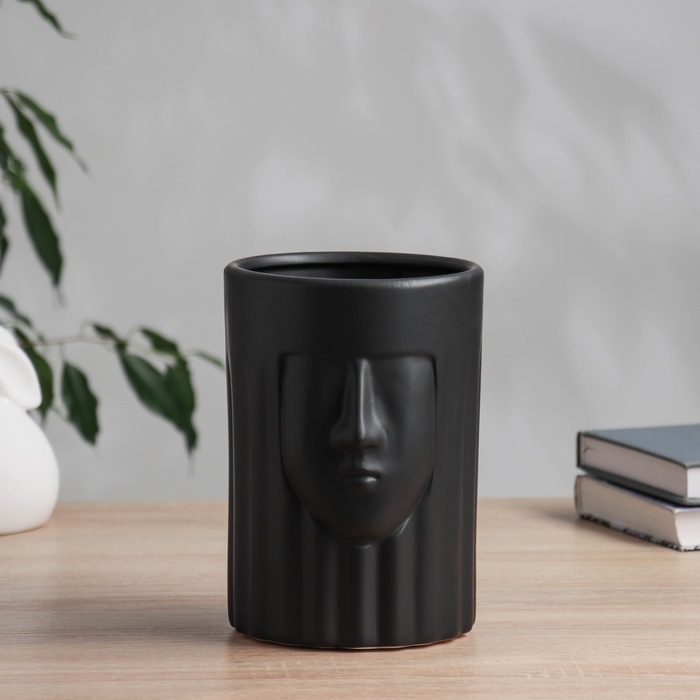 Ваза керамика настольная "Пьетро" тайна, 17,5х11,5 см, чёрный