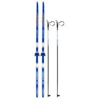 Комплект лыжный: пластиковые лыжи 205 см без насечек, стеклопластиковые палки 165 см, крепления NN75 мм, цвета МИКС Комплект лыжный: пластиковые лыжи 205 см без насечек, стеклопластиковые палки 165 см, крепления NN75 мм, цвета МИКС