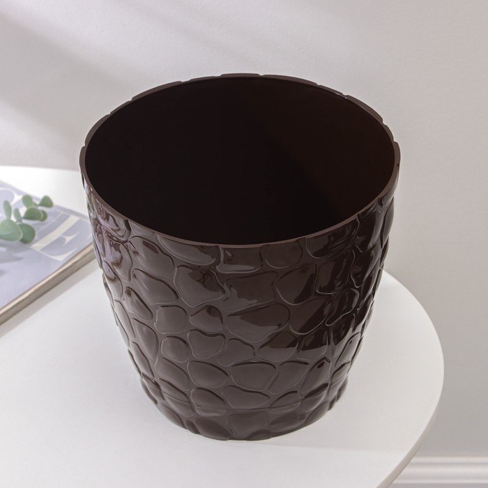 Горшок с поддоном «Камешки», 5 л, цвет шоколадный Горшок с поддоном «Камешки», 5 л, цвет шоколадный