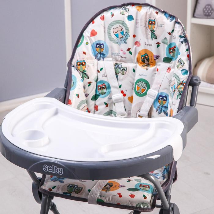 Стульчик для кормления Selby 252 «Совы», цвет серый Стульчик для кормления Selby 252 «Совы», цвет серый
