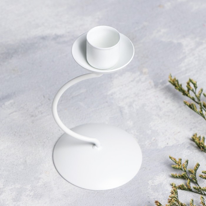 Подсвечник металл на 1 свечу Подсвечник металл на 1 свечу "Моно", 14х7,3 см, белый