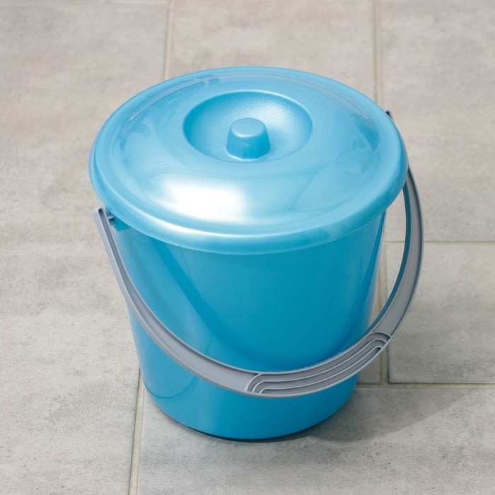 Ведро с крышкой «Соло», 3 л, цвет голубой перламутр Ведро с крышкой «Соло», 3 л, цвет голубой перламутр