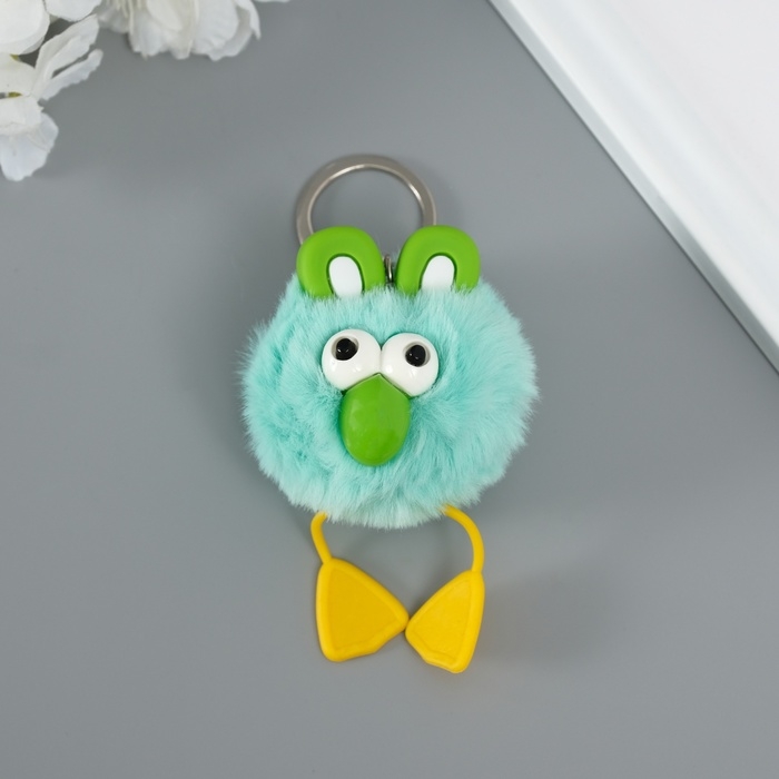 Пушистик на кольце Пушистик на кольце "Большеглазая ворона" зелёный 9,5х6х6 см