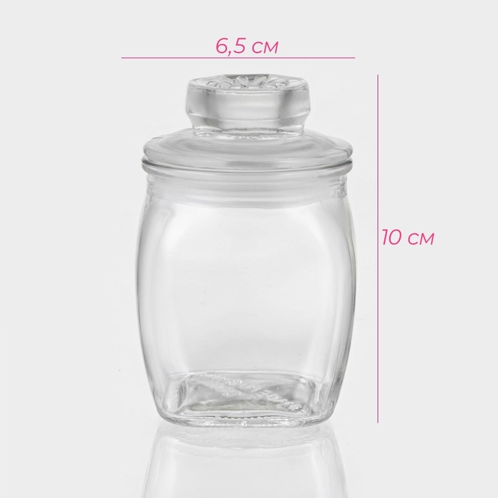 Банка стеклянная для хранения сыпучих продуктов Доляна &laquo;Овал&raquo;, 190 мл, 10&times;6,5 см