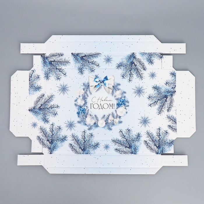 Коробка подарочная новогодняя складная &laquo;Новогодний венок&raquo;, 25.5 х 15 х 4 см, Новый год
