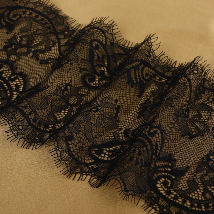 Кружево реснички, 170 мм &times; 3 &plusmn; 0,5 м, цвет чёрный