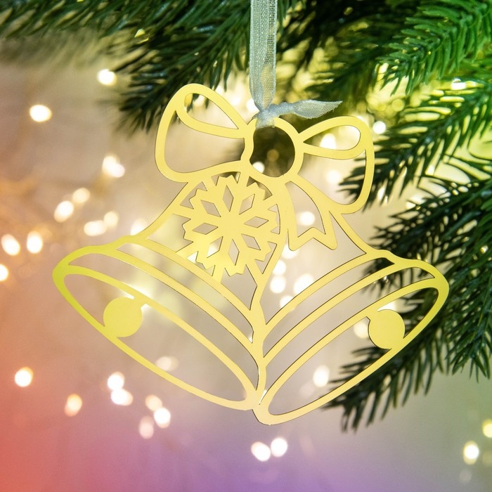 Ёлочная игрушка новогодняя «Колокольчики», на Новый год, 9.8 х 7.9 см. Ёлочная игрушка новогодняя «Колокольчики», на Новый год, 9.8 х 7.9 см.