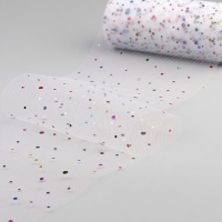 Фатин с разноцветными блёстками, 15 см, 11 &plusmn; 1 г/кв.м, 23 &plusmn; 1 м, цвет белый №1