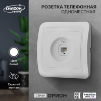 Розетка телефонная одноместная Luazon Lighting "Орион", скрытая, белая Розетка телефонная одноместная Luazon Lighting "Орион", скрытая, белая