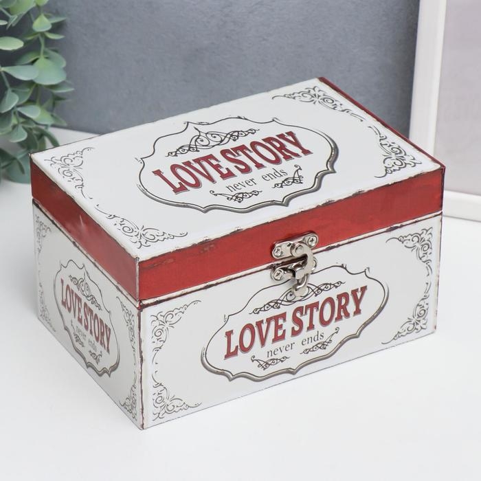 Шкатулка дерево кожзам "История любви" 10х12х18 см