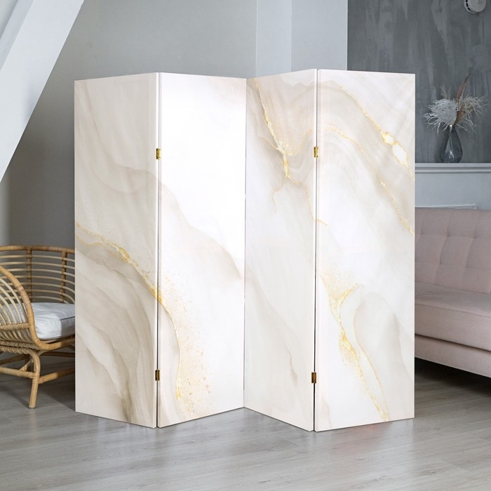 Ширма Ширма "Мрамор с золотой поталью", 200 х 160 см