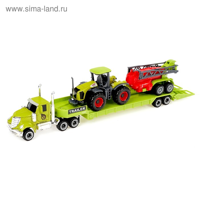 Грузовик металлический «Ферма» с трактором, МИКС Грузовик металлический «Ферма» с трактором, МИКС