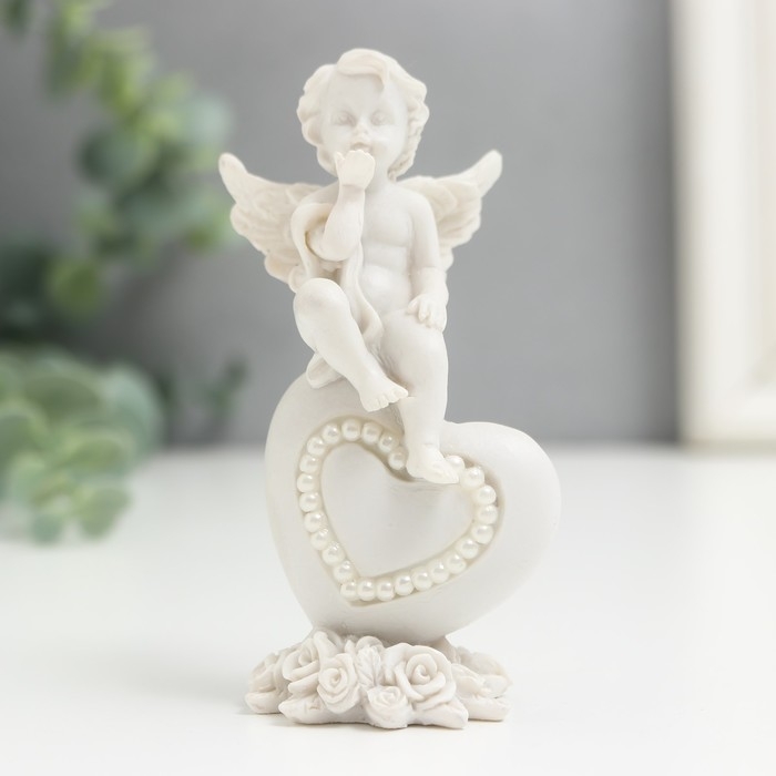 Сувенир полистоун Сувенир полистоун "Ангелок на сердечке из страз" МИКС 9х4,3х3 см