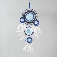 Ловец снов от сглаза 5 колец "Назар" с перьями 20х55 см Ловец снов от сглаза 5 колец "Назар" с перьями 20х55 см