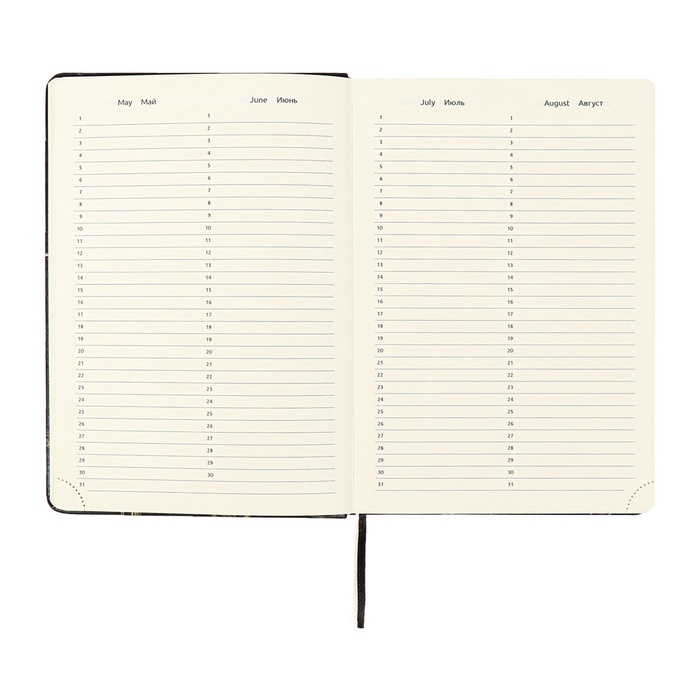 Ежедневник недатированный A5 136 листов, кожзам deVENTE. Marble, твердая обложка с поролоном, перфорация, ляссе, блок 70, черный