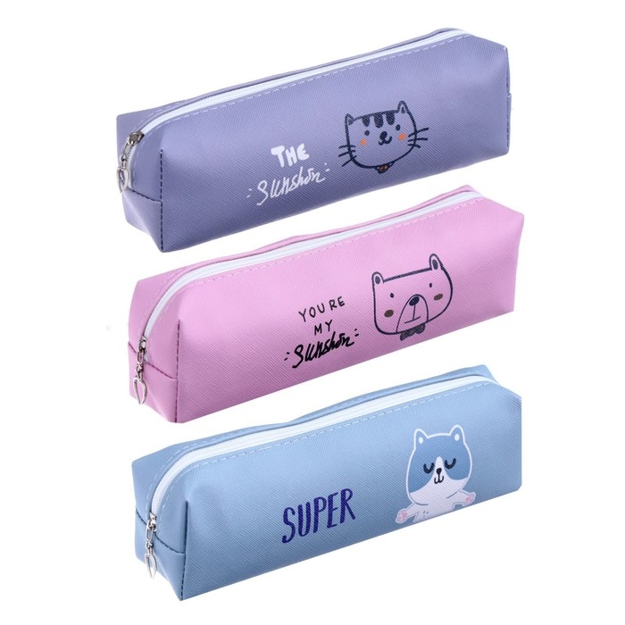 Пеналы школьный на молнии Пеналы школьный на молнии "Зверьки", МИКС