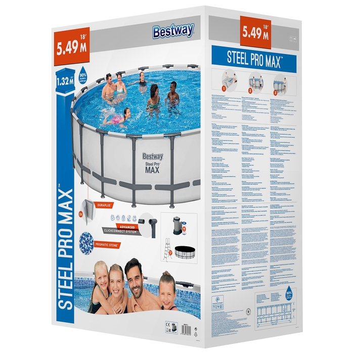 Бассейн каркасный Bestway Steel Pro Max, 549&times;132 см, фильтр-насос, лестница, тент, 561FJ