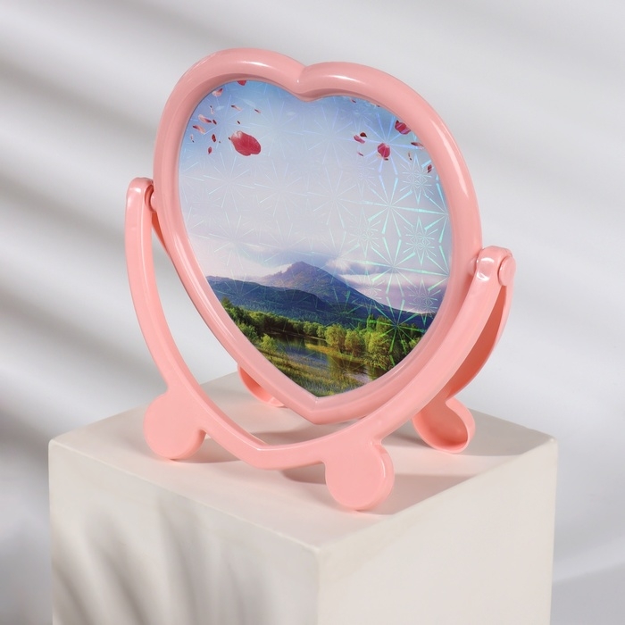 Зеркало настольное, с рамкой под фотографию, зеркальная поверхность 12,7 &times; 13 см, цвет МИКС