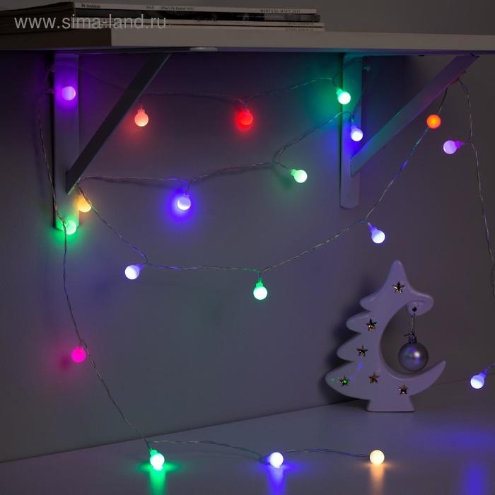 Гирлянда «Нить» 3 м с насадками «Шарики», IP20, прозрачная нить, 20 LED, батарейки AAх3 (нет в комплекте), свечение мульти Гирлянда «Нить» 3 м с насадками «Шарики», IP20, прозрачная нить, 20 LED, батарейки AAх3 (нет в комплекте), свечение мульти