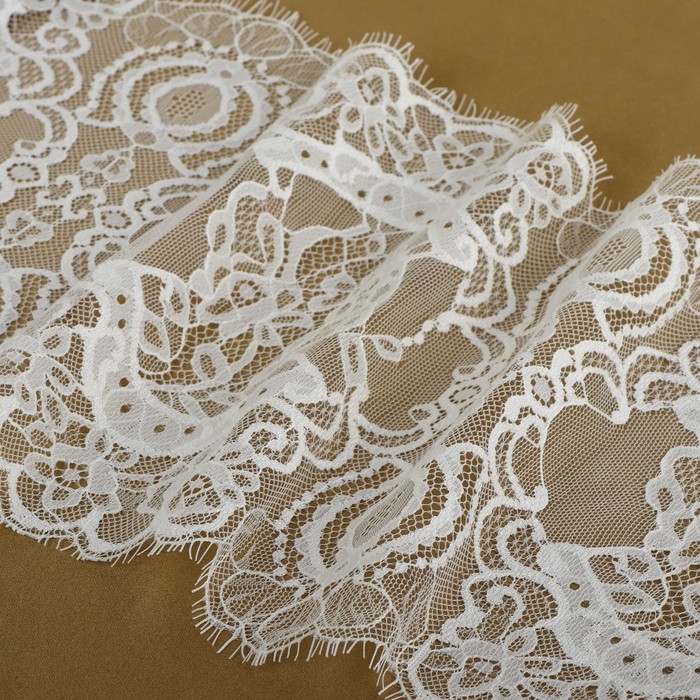 Кружево реснички, 210 мм &times; 3 &plusmn; 0,5 м, цвет белый