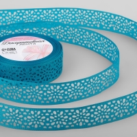 Лента декоративная, репсовая, ажурная, 25 мм × 9,1 ± 0,5 м, цвет ярко-голубой Лента декоративная, репсовая, ажурная, 25 мм × 9,1 ± 0,5 м, цвет ярко-голубой