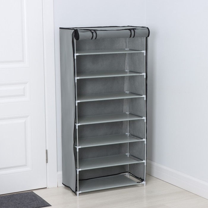 Полка для обуви с чехлом LaDо́m, 7 уровней, 60&times;30&times;123 см, цвет серый