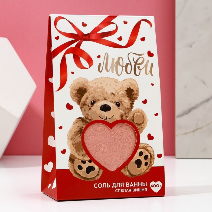 Cоль для ванны &laquo;Любви&raquo;, 400 г, аромат спелой вишни, ЧИСТОЕ СЧАСТЬЕ