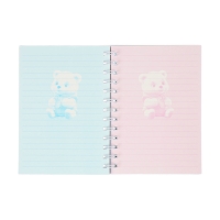 Записная книжка подарочная на гребне 80л,линия, цветной блок,обложка ПВХ 3D Мишка(17,6х13,5см)   105