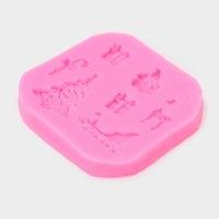 Молд новогодний &laquo;Новогодняя суета&raquo;, силикон, 8&times;1,1 см, цвет розовый