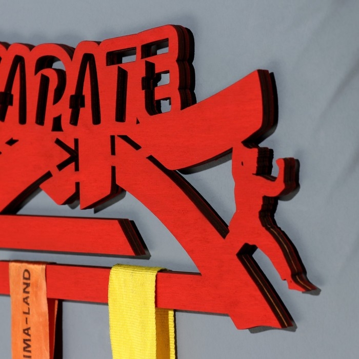 Медальница Медальница "Карате" красный цвет, 28х12 см