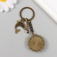 Брелок металл, стекло с карабином "Дельфин и черепашка в медальоне" бронза 9,5 см Брелок металл, стекло с карабином "Дельфин и черепашка в медальоне" бронза 9,5 см