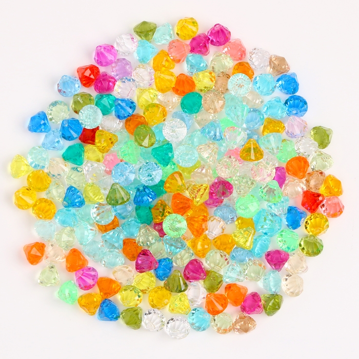 Кристаллы пластиковые декоративные, набор 120 г, размер 1 шт. &mdash; 1 &times; 1,2 см, цвет МИКС