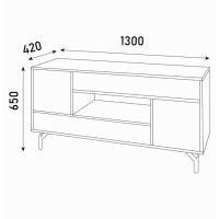 Тумба ТВ Лабиринт, 1300х420х650, белый/дуб вотан