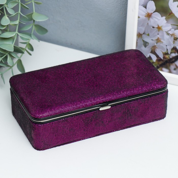 Шкатулка кожзам для украшений Шкатулка кожзам для украшений "Мелкие квадратики. Фиолет" 6х9,8х18,5 см