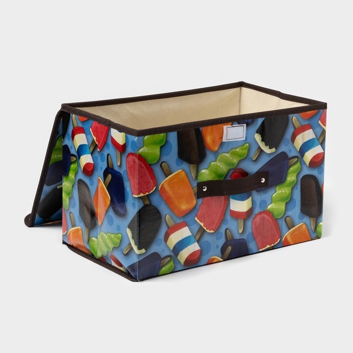 Короб стеллажный для хранения с крышкой &laquo;Эскимо&raquo;, 38,5&times;25&times;24,5 см, цвет синий