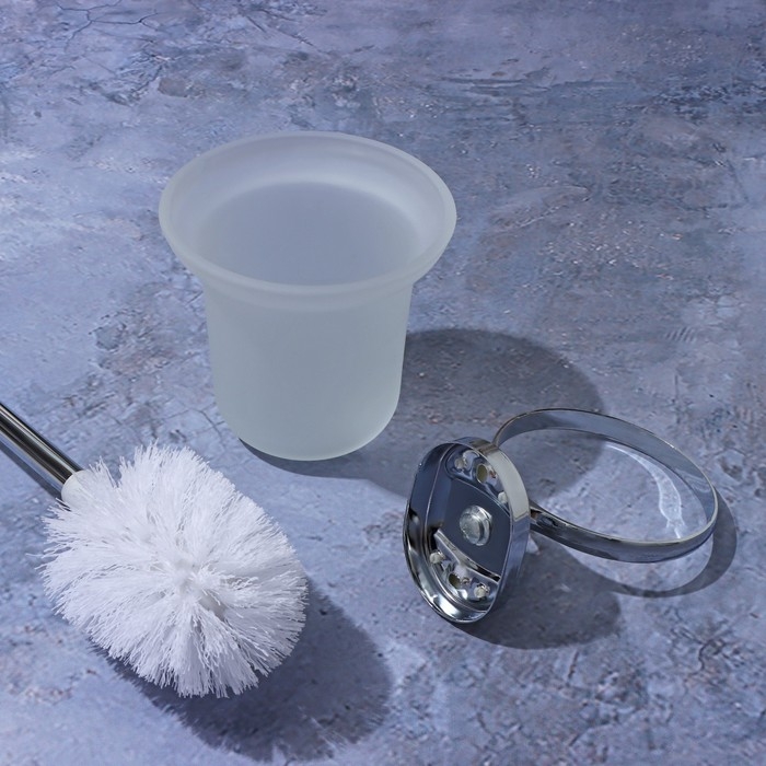 Ёрш для унитаза с подставкой настенный Штольц St&ouml;lz &laquo;Нео&raquo;, 12&times;14&times;36 см, цвет хромированный